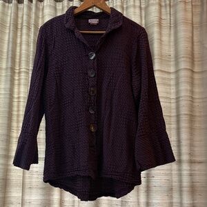 Habitat purple crinkle blouse collar button up shirt medium